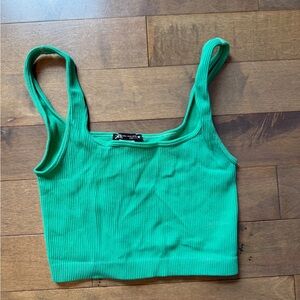 Zara Vibrant Green Ribbed Crop Top